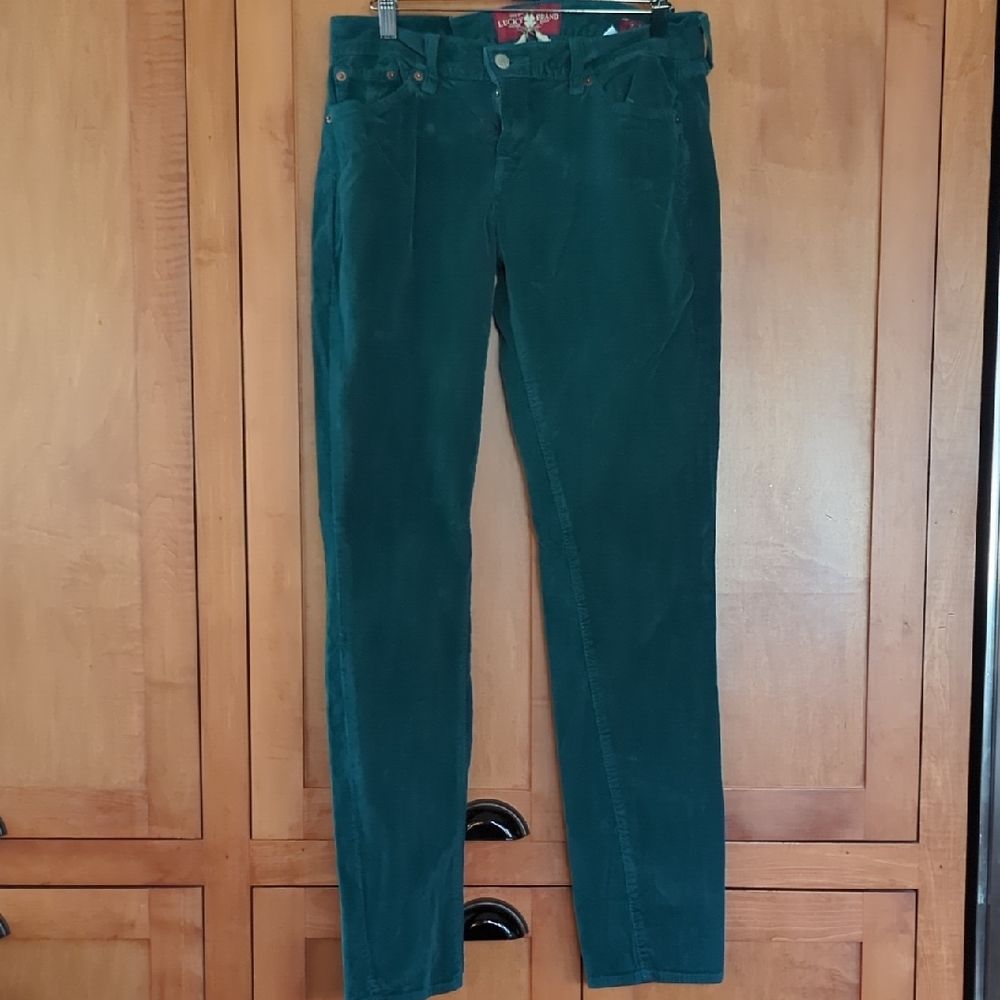 Lucky Brand Zoe Skinny Teal Corduroy Straight Leg Jeans 8/29